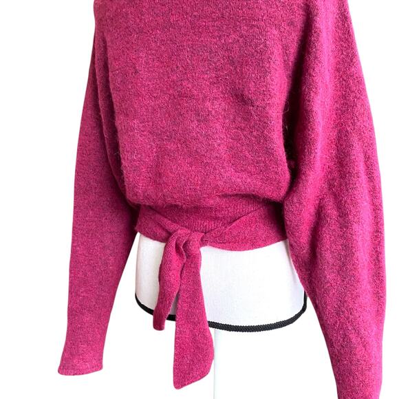 Wilfred Lorin Sweater Funnel Neck Long Dolman Sleeves Sz S Magenta Aritzia - Picture 7 of 12